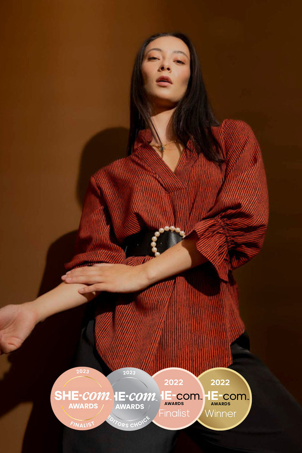 Orange/Black Stripe Femme Blogger Shirt