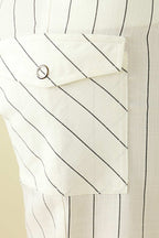White Stripe Faux Linen Cargo Pant - SALE