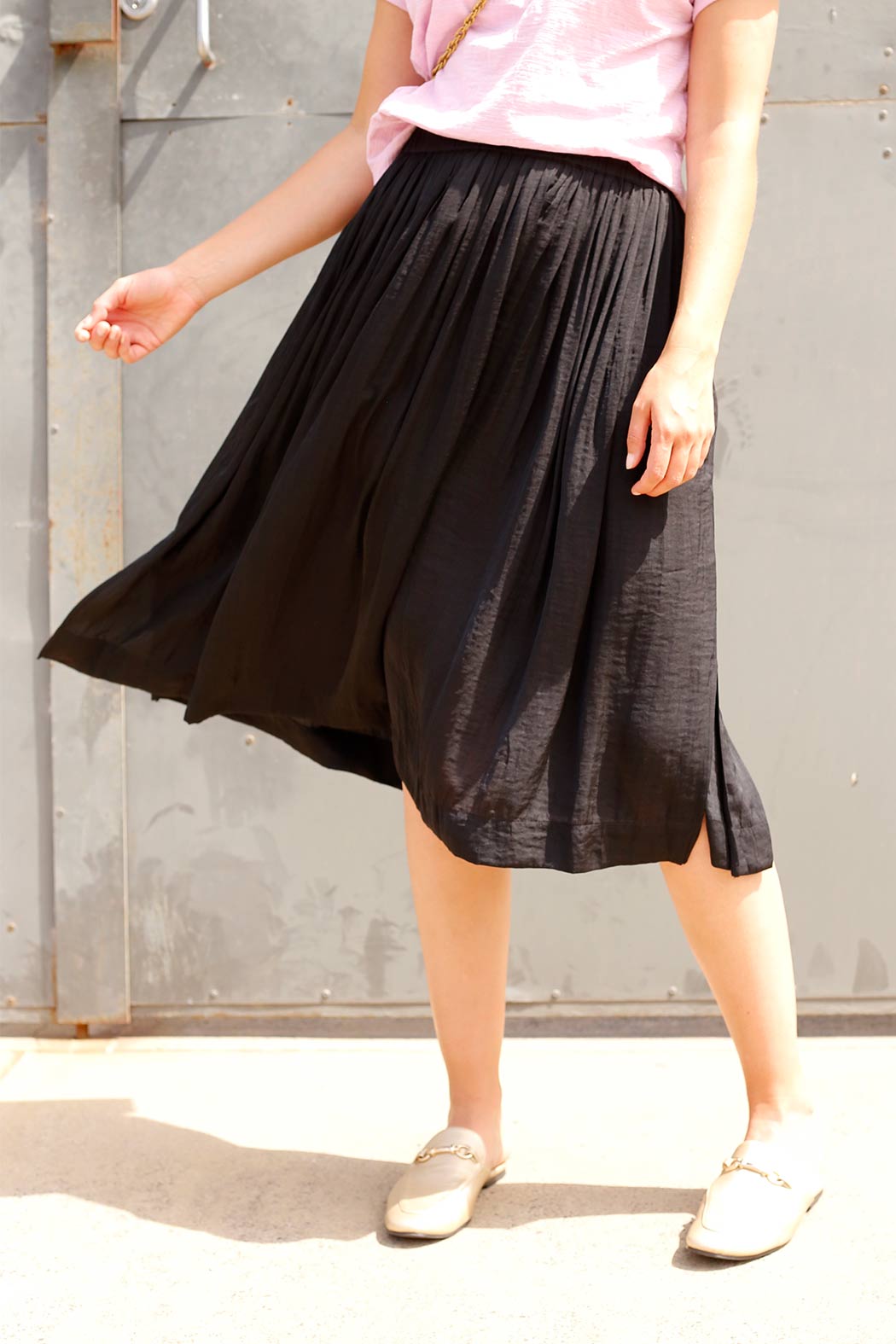 Black Silky Swish Skirt - SALE