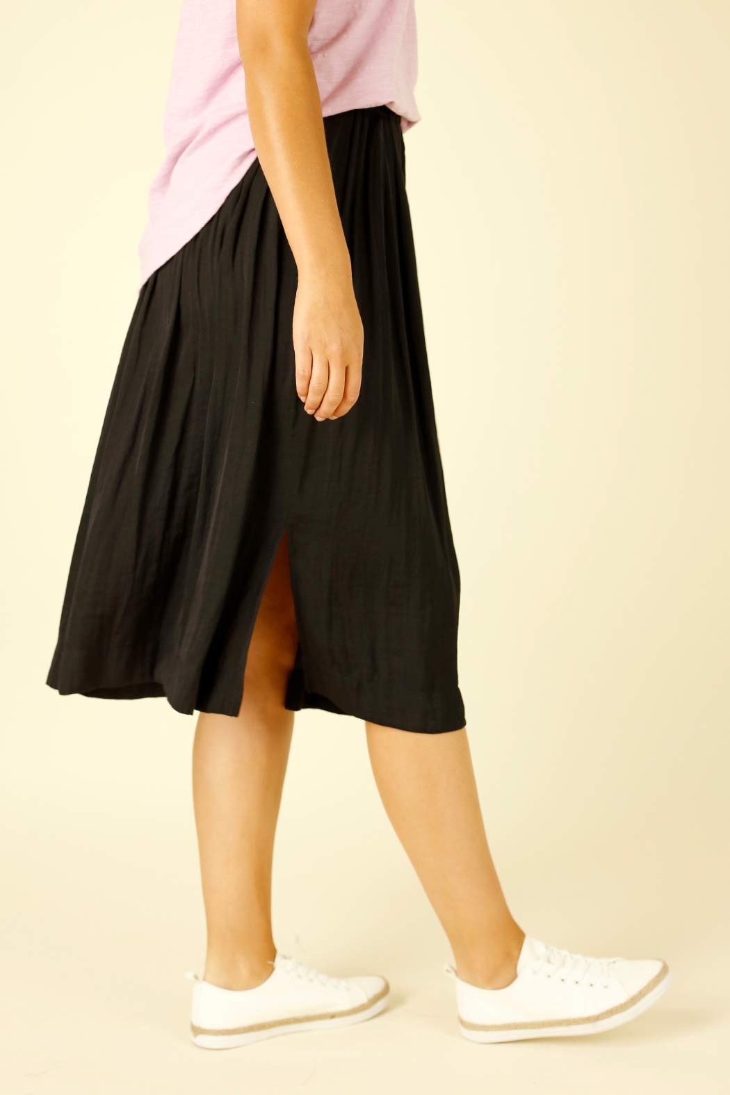 Black Silky Swish Skirt - SALE