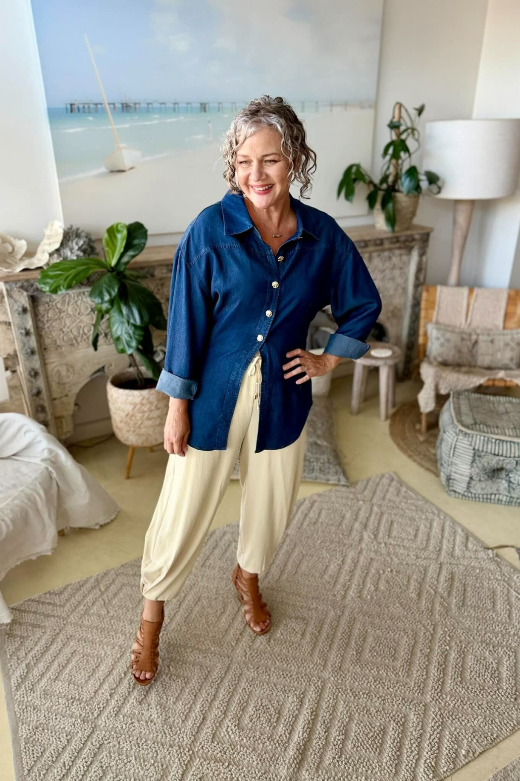 Dark Denim Tencel Hourglass Shirt