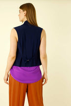 Navy Jersey Drape Neck Vest - SALE