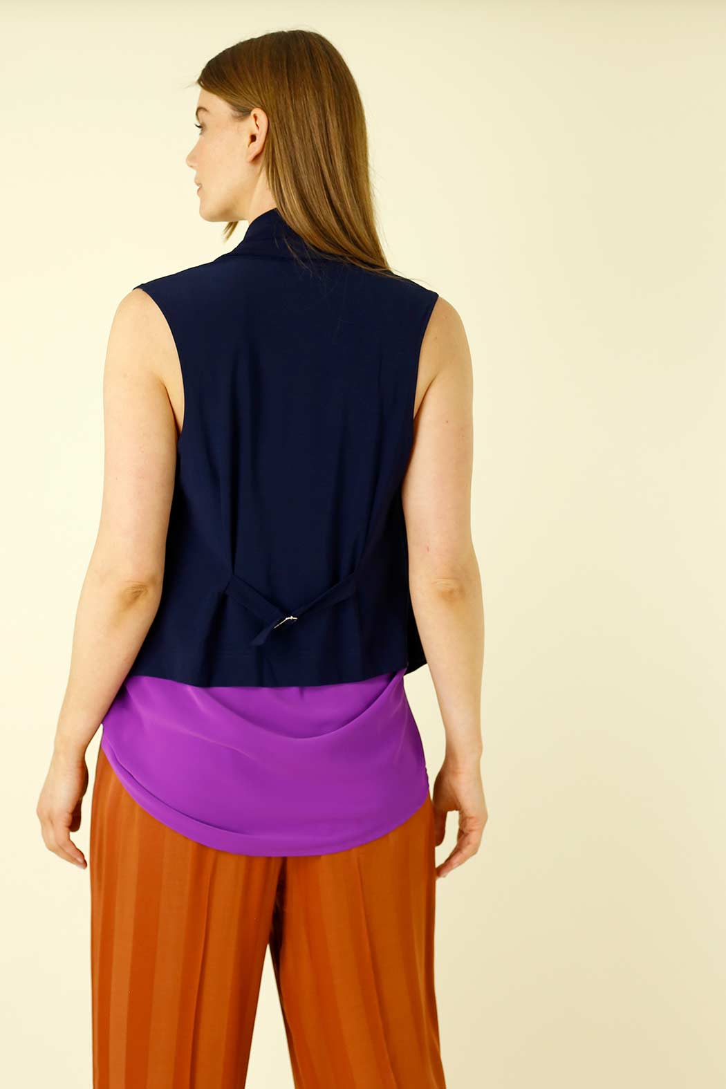 Navy Jersey Drape Neck Vest - SALE