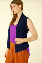 Navy Jersey Drape Neck Vest - SALE