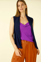 Navy Jersey Drape Neck Vest - SALE