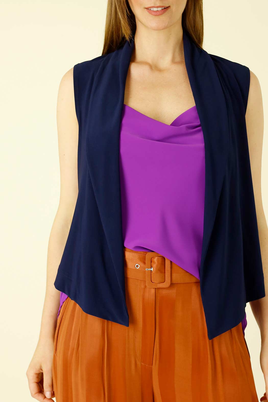 Navy Jersey Drape Neck Vest - SALE