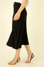 Black Jersey Roll Top Pleat Skirt - SALE