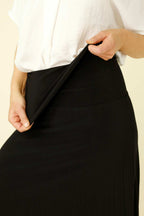 Black Jersey Roll Top Pleat Skirt - SALE