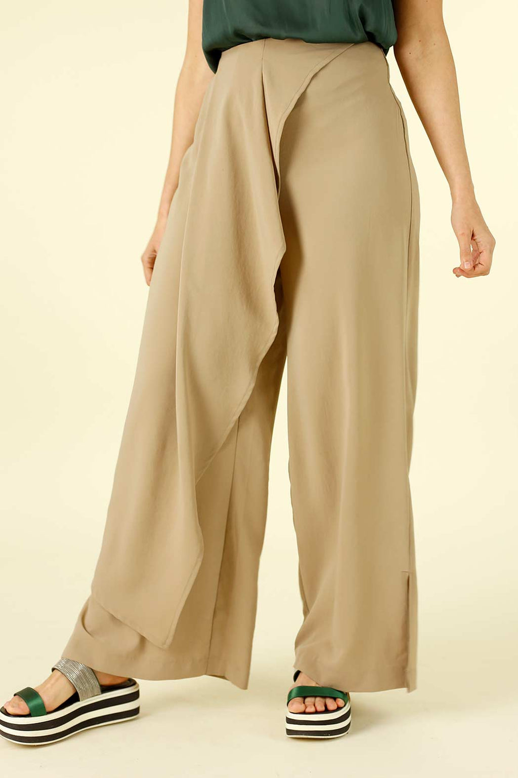 Beige Luxury Side Fold Pant - SALE