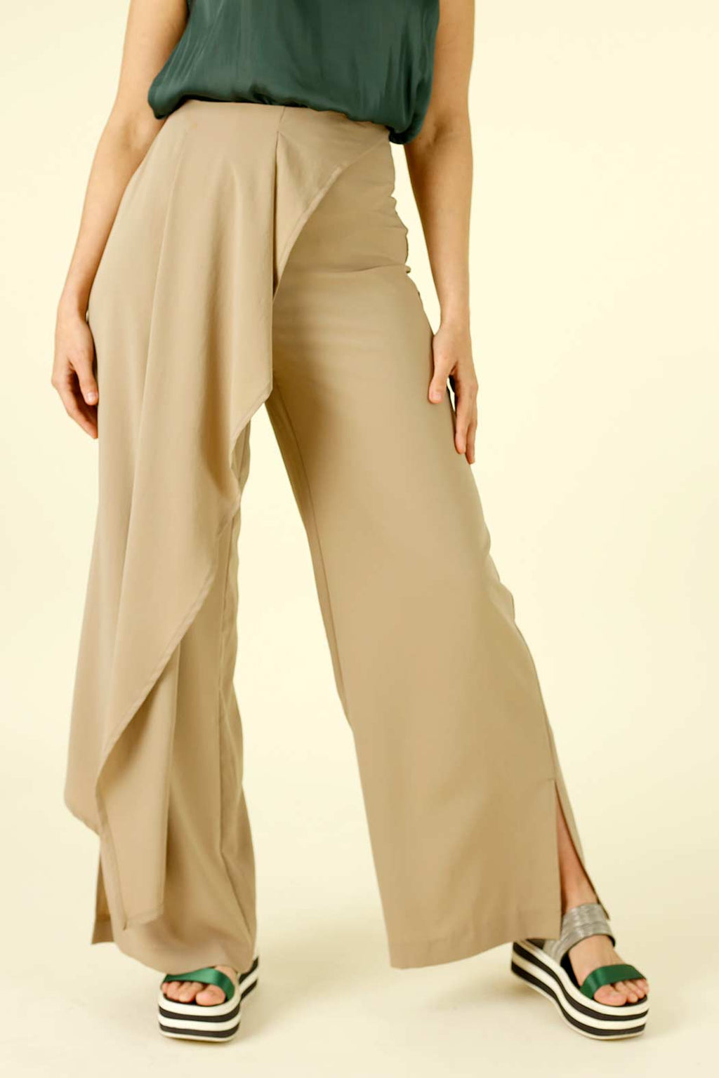 Beige Luxury Side Fold Pant - SALE