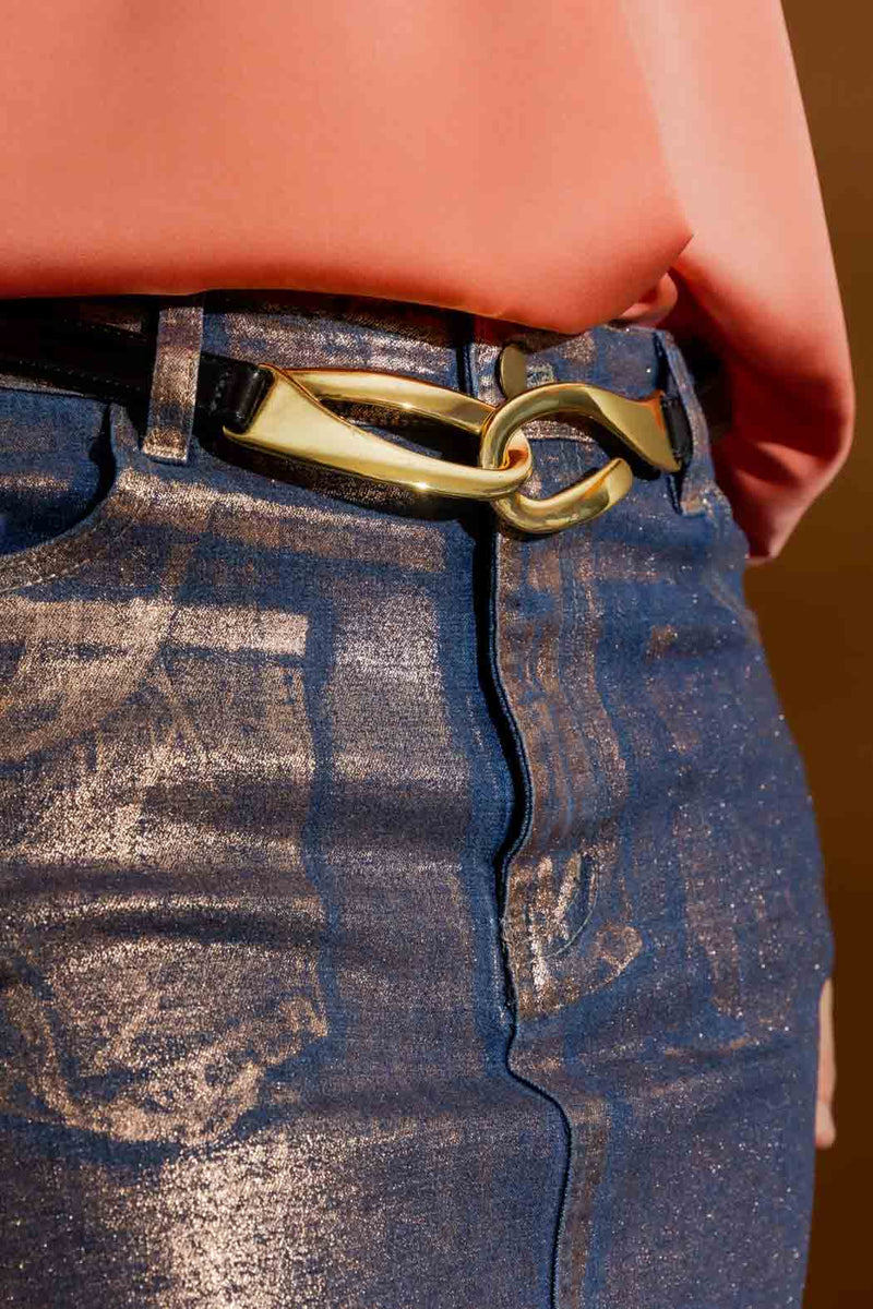Black Gold Hook Belt Black O/S