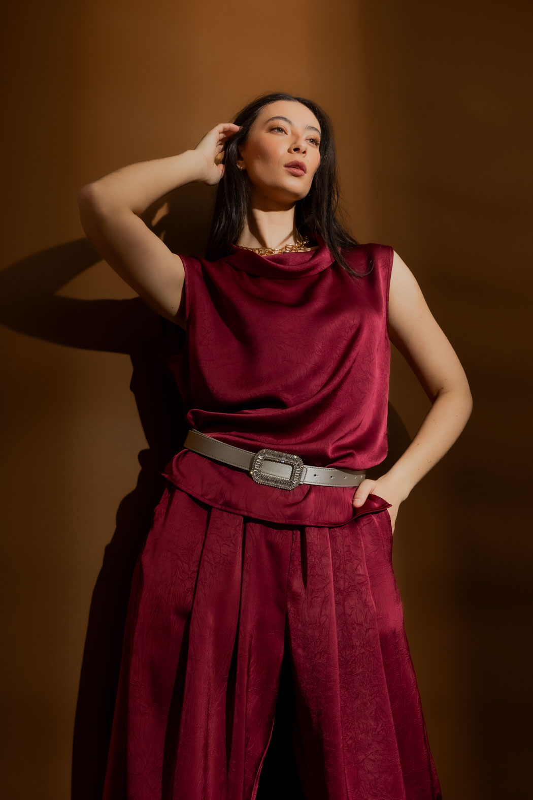 Pewter Baguette Diamante Belt Pewter O/S