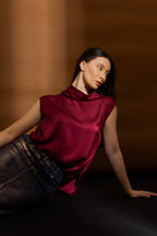 Burgundy Cowl Neck Top
