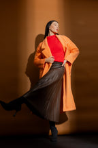 Chocolate Faux Leather Pleat Skirt