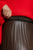 Chocolate Faux Leather Pleat Skirt
