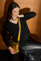 Black V Neck Long Sleeve Tee