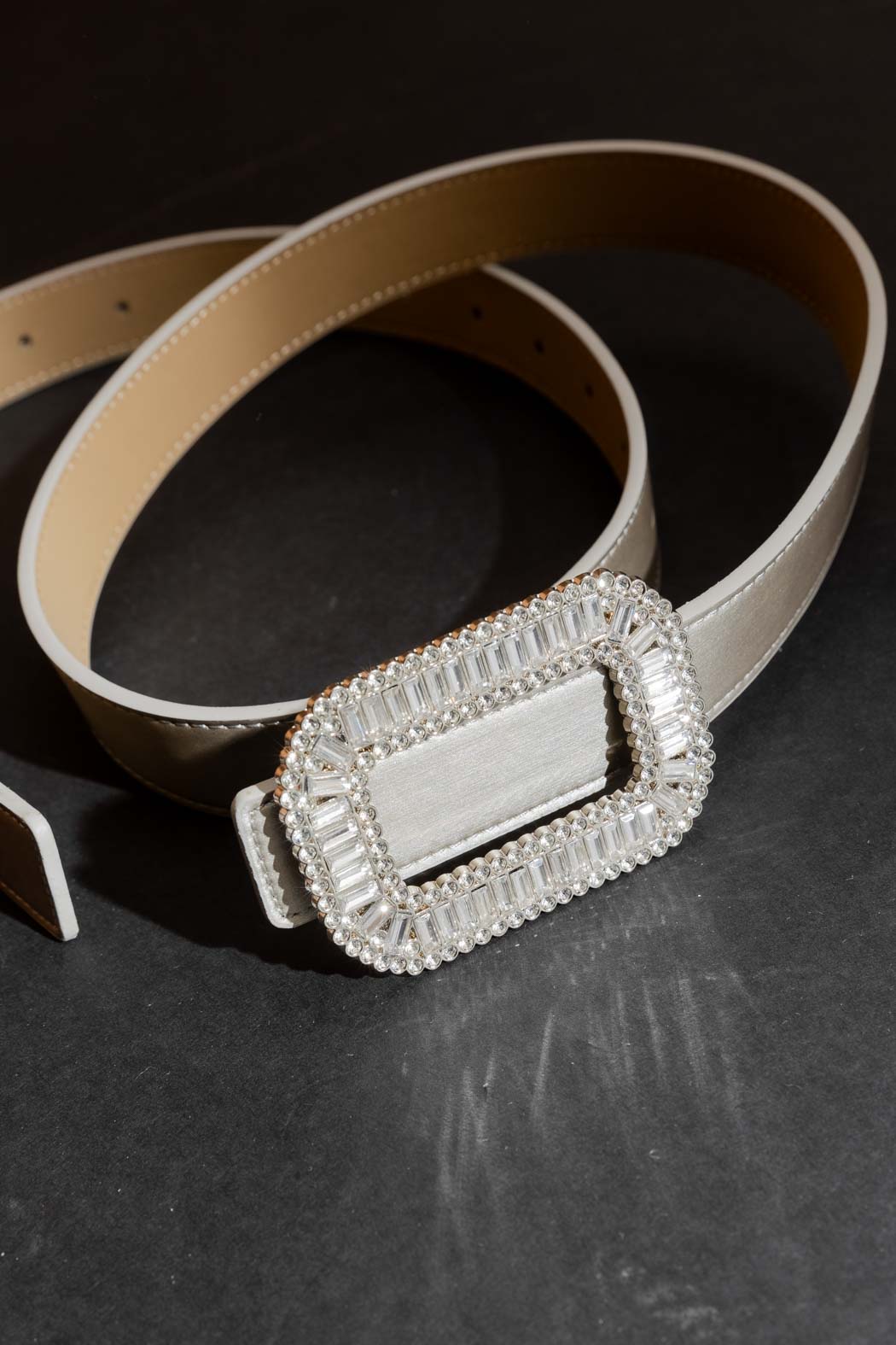 Pewter Baguette Diamante Belt Pewter O/S
