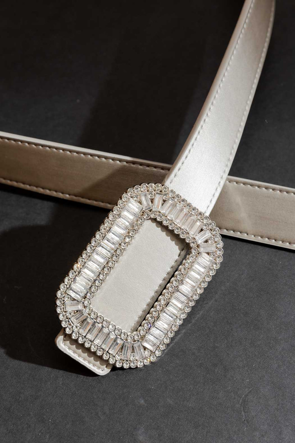 Pewter Baguette Diamante Belt Pewter O/S