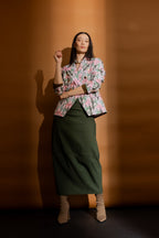 Khaki Bengaline Balloon Skirt
