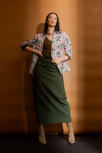 Khaki Bengaline Balloon Skirt