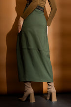 Khaki Bengaline Balloon Skirt