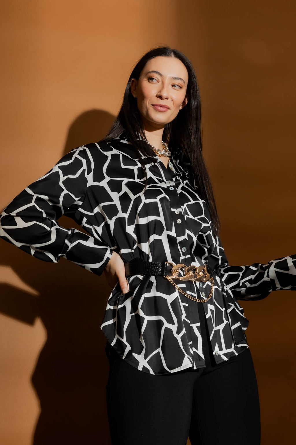 BLACK DOUBLE CHAIN BELT BLACK S/M