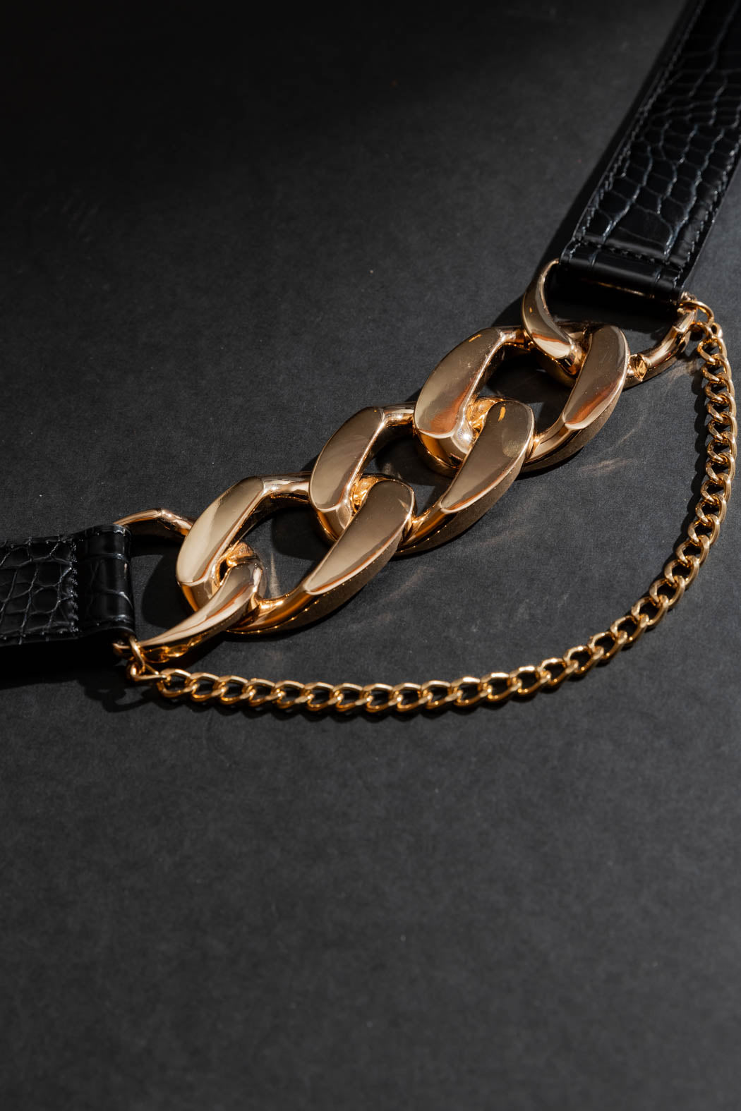 BLACK DOUBLE CHAIN BELT BLACK S/M