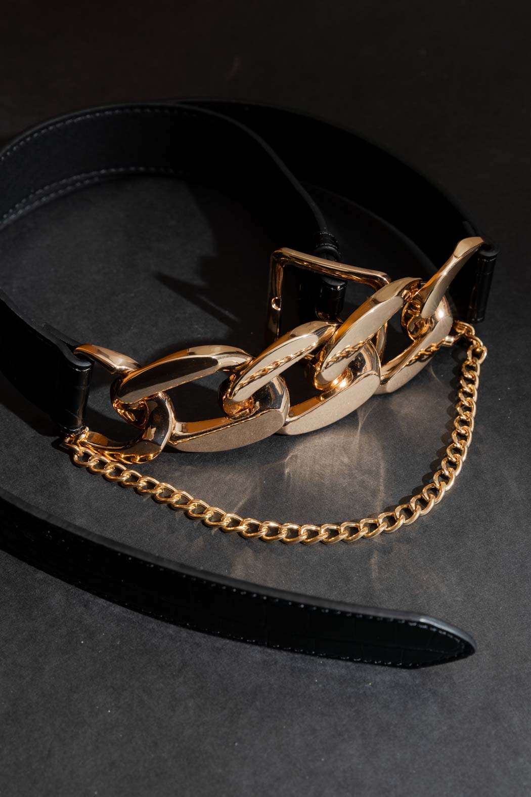 BLACK DOUBLE CHAIN BELT BLACK S/M