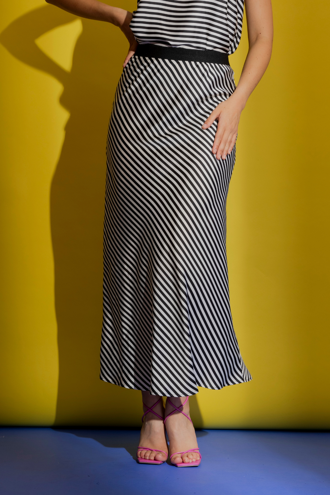 Thin Stripe Silky Bias Skirt Thin Stripe