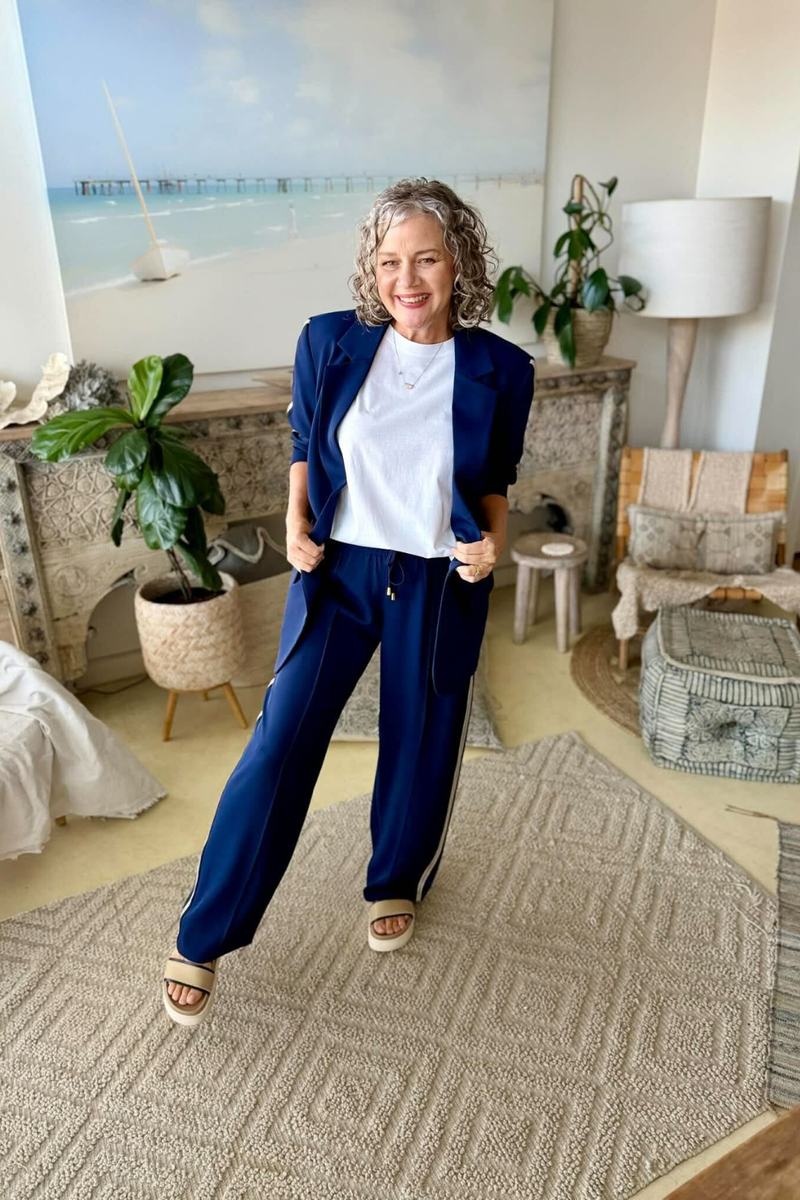 Navy Euro Pintuck Sport Pant