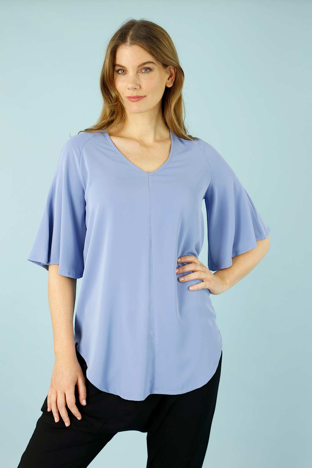 Sky Soft Touch Bell Sleeve Top - SALE