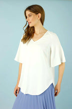 Ivory Soft Touch Bell Sleeve Top - SALE