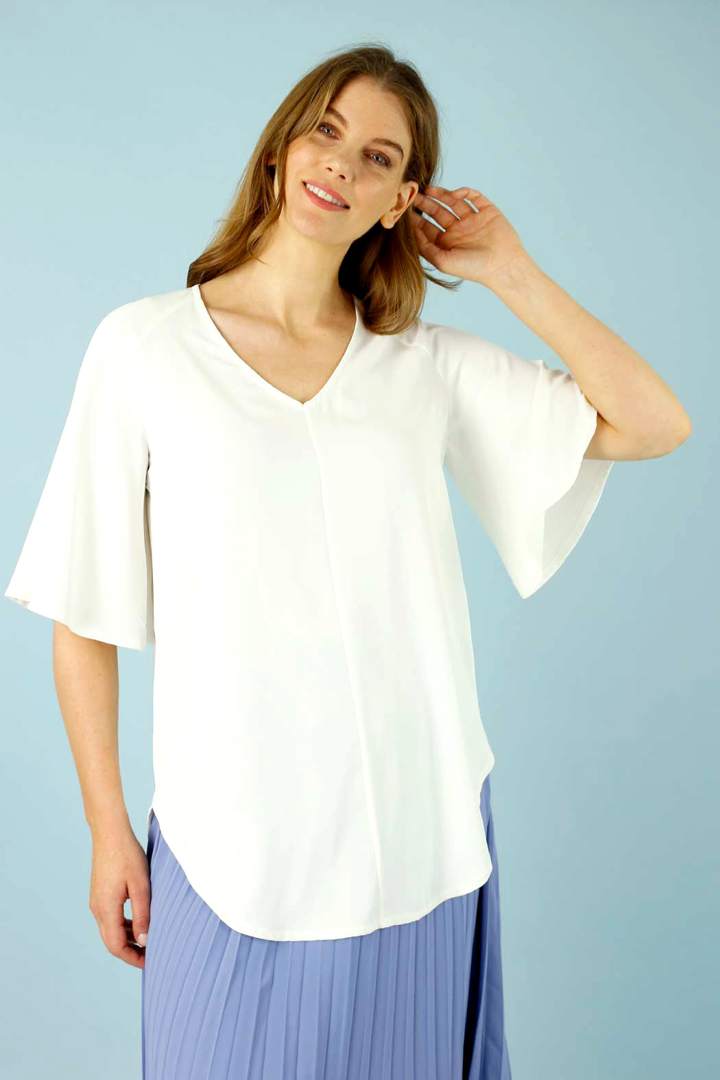 Ivory Soft Touch Bell Sleeve Top - SALE