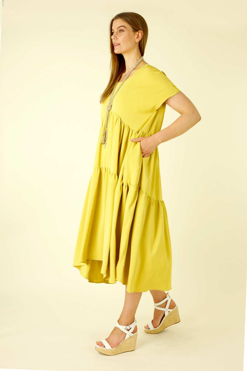 Chartreuse Soft Touch Smock Dress - SALE