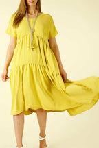 Chartreuse Soft Touch Smock Dress - SALE