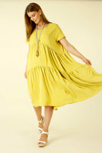 Chartreuse Soft Touch Smock Dress - SALE