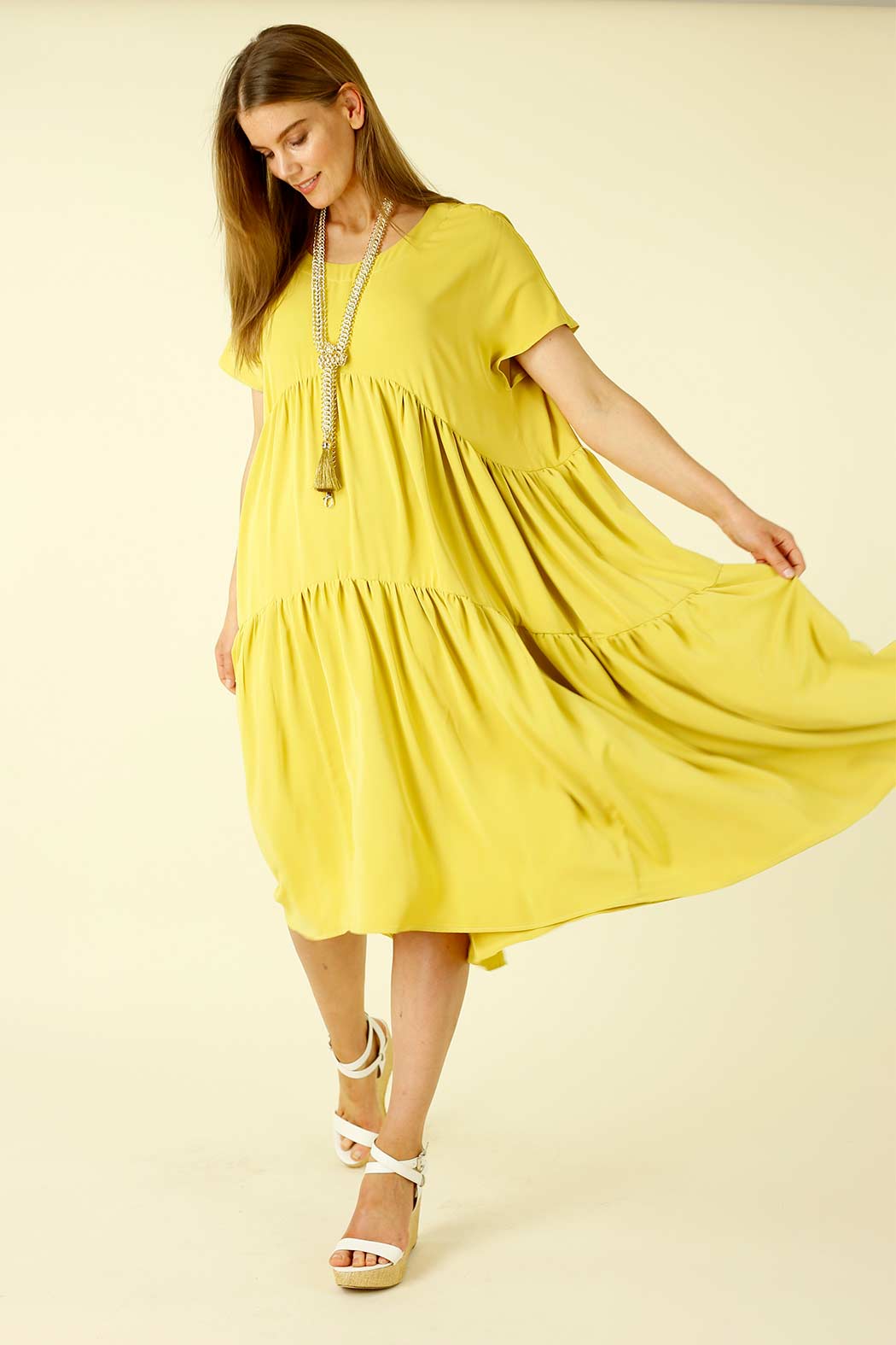 Chartreuse Soft Touch Smock Dress - SALE