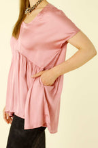 Pink Silky Smock Top - SALE