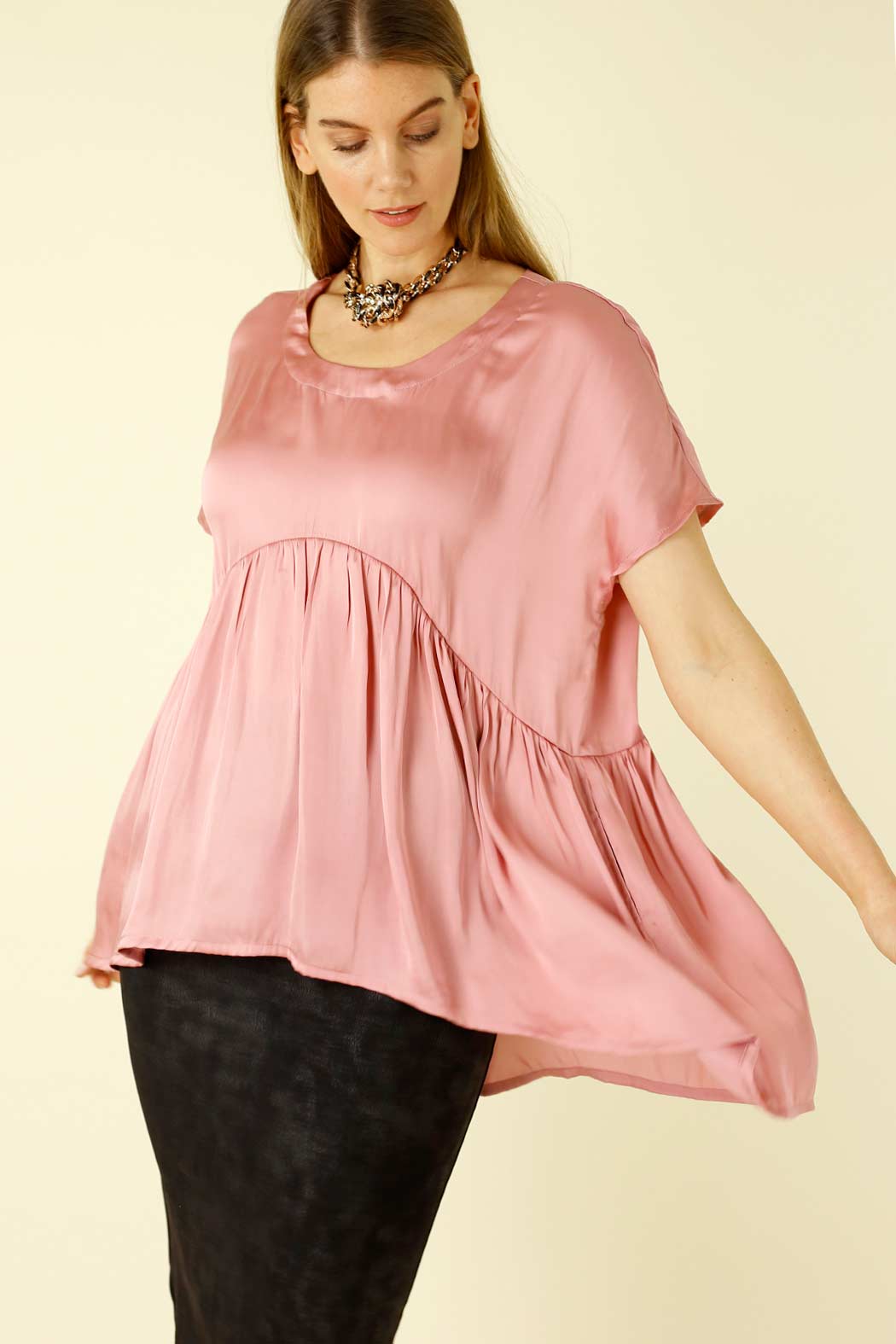 Pink Silky Smock Top - SALE