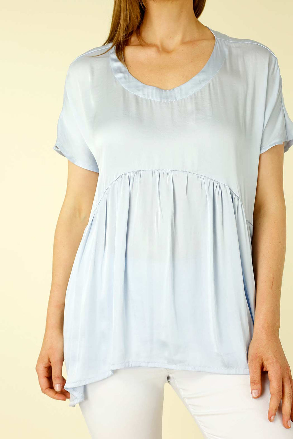 Light Blue Silky Smock Top - SALE