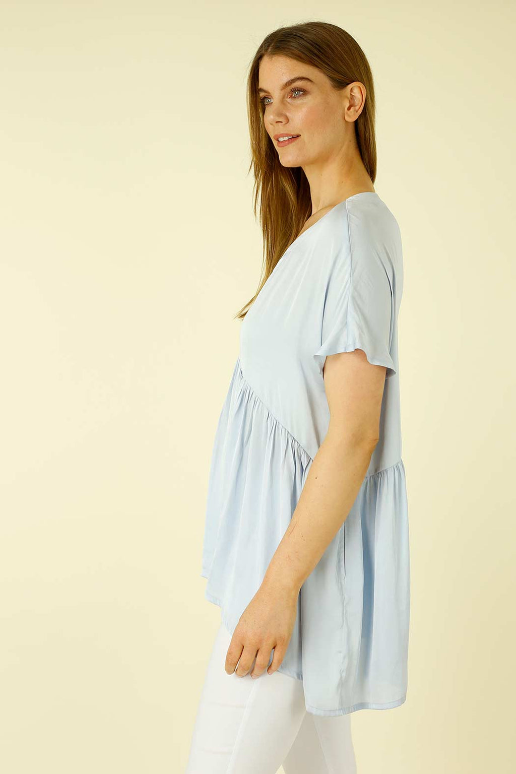 Light Blue Silky Smock Top - SALE