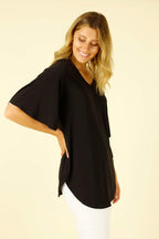 Black Jersey Bell Sleeve Top - SALE