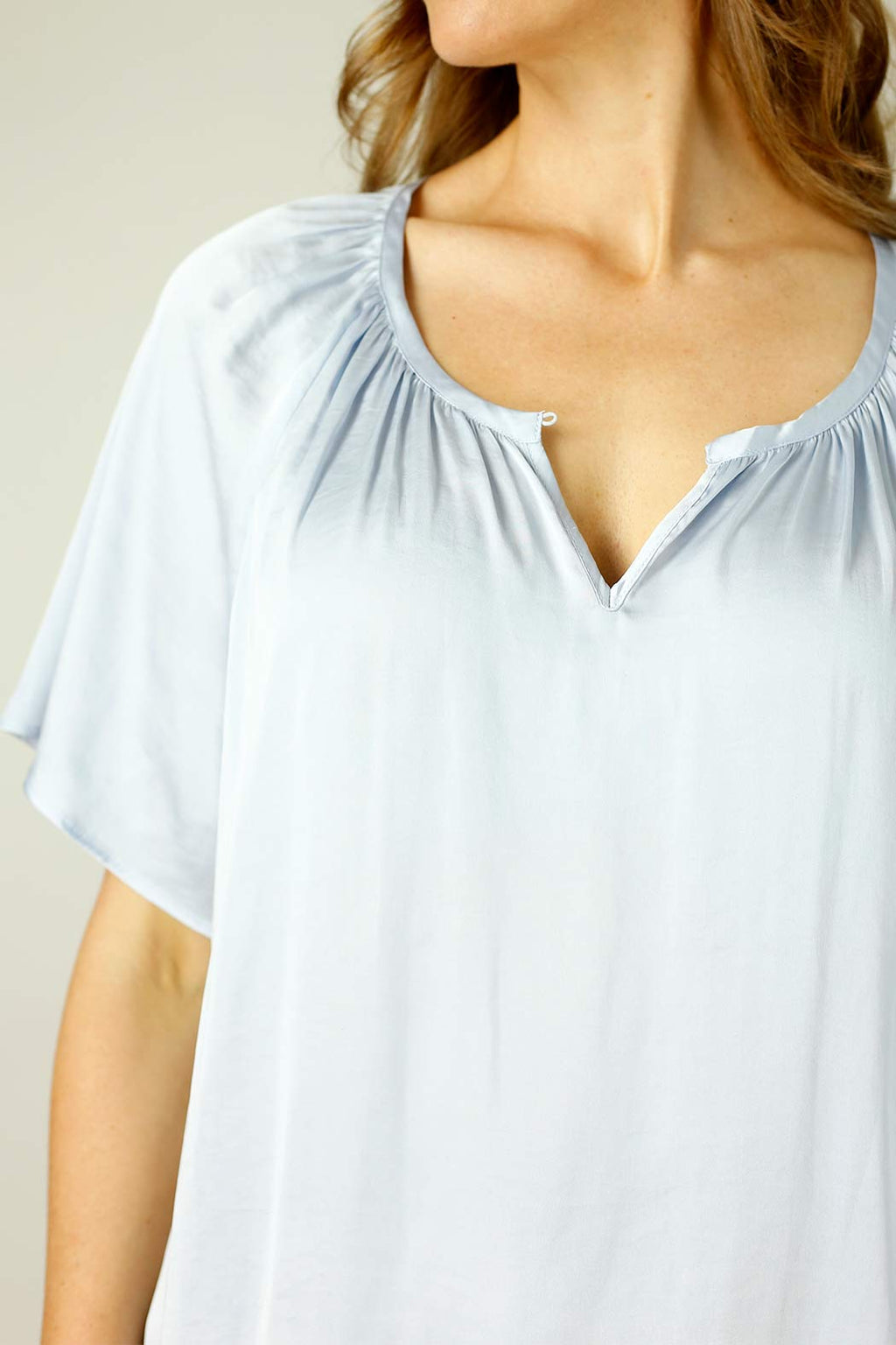 Light Blue Silky Victoria Blouse -SALE