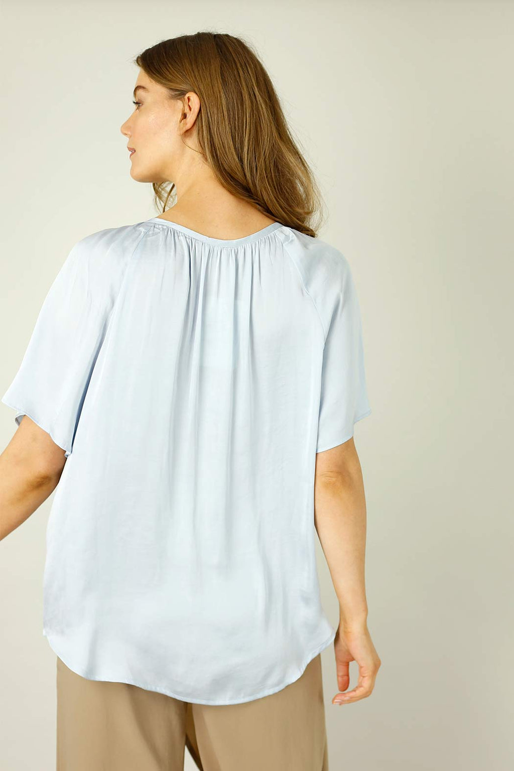 Light Blue Silky Victoria Blouse -SALE