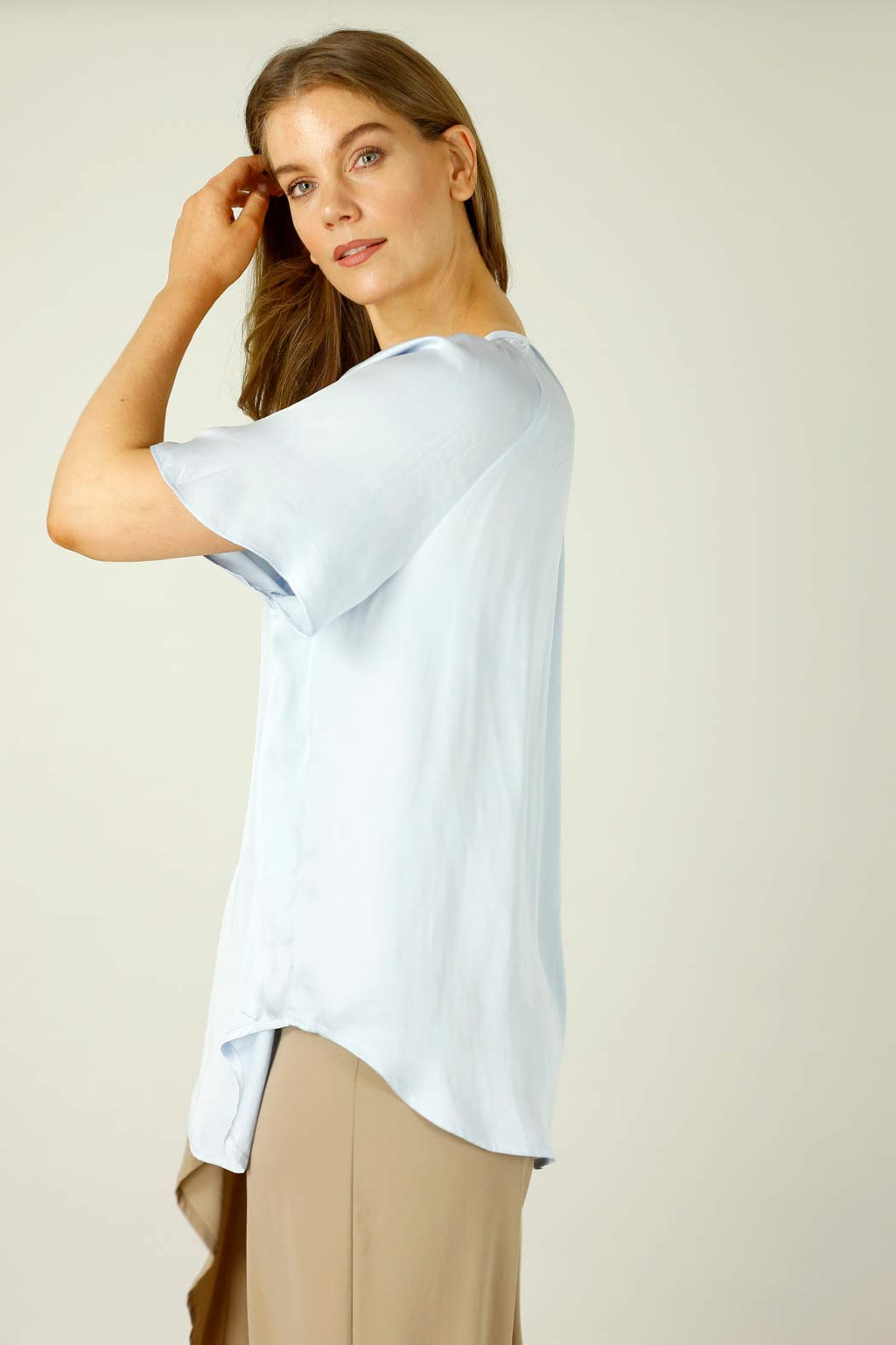 Light Blue Silky Victoria Blouse -SALE