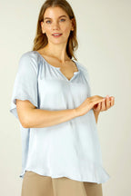 Light Blue Silky Victoria Blouse -SALE