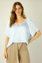 Light Blue Silky Victoria Blouse -SALE
