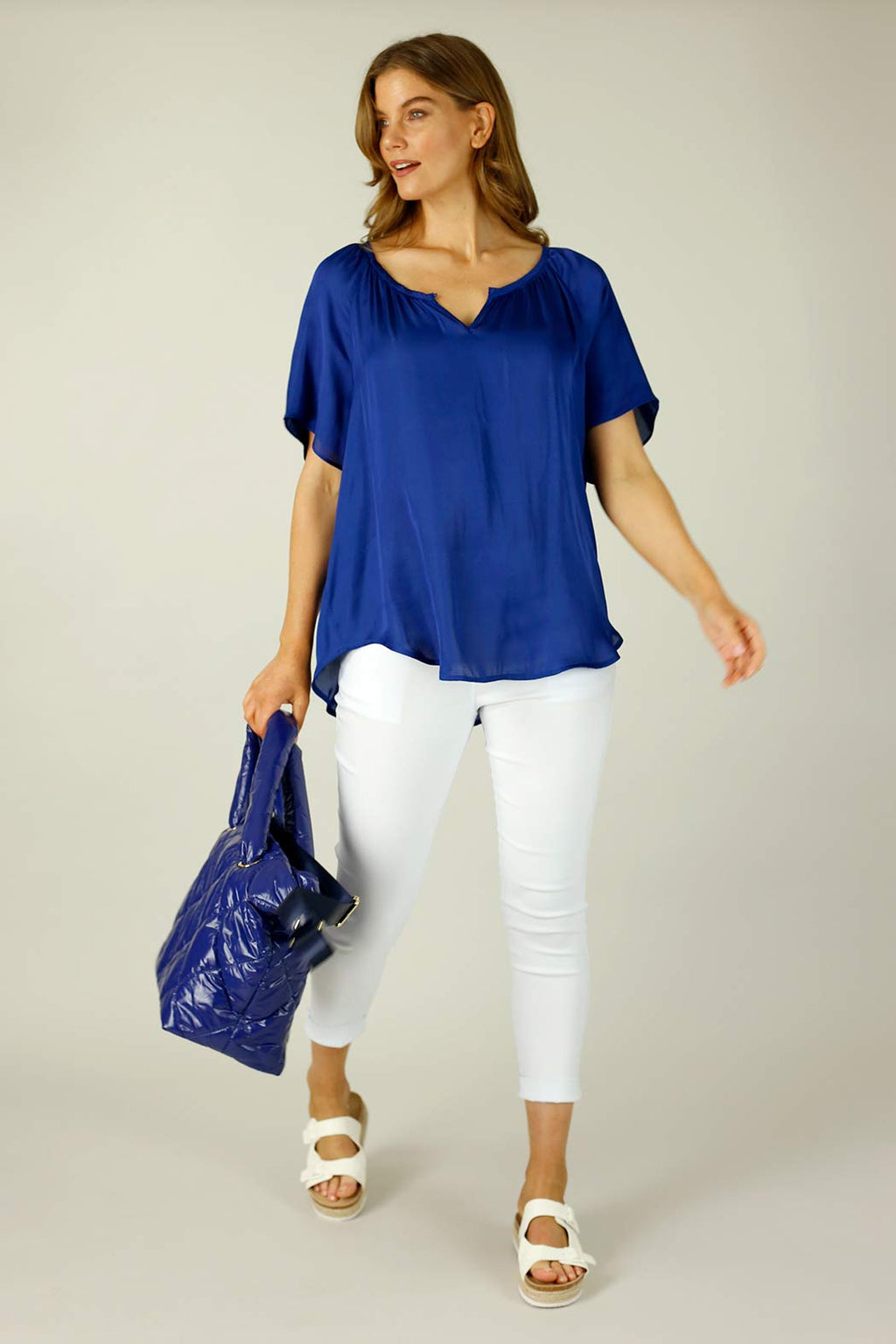 Cobalt Silky Victoria Blouse - SALE
