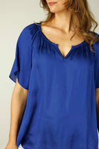 Cobalt Silky Victoria Blouse - SALE