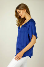 Cobalt Silky Victoria Blouse - SALE